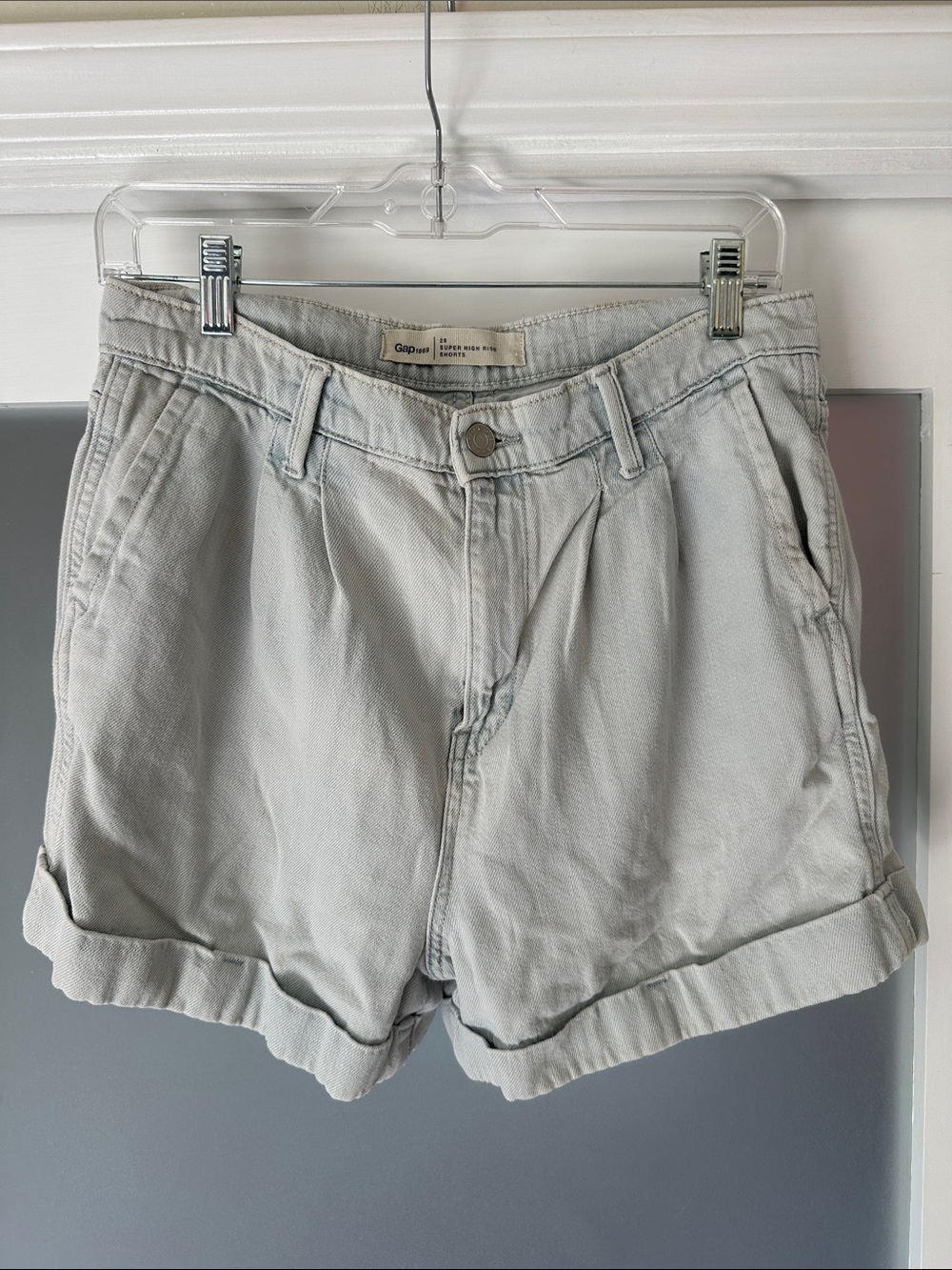 GAP Light Gray High-Rise Cuffed Women's Jean Shorts